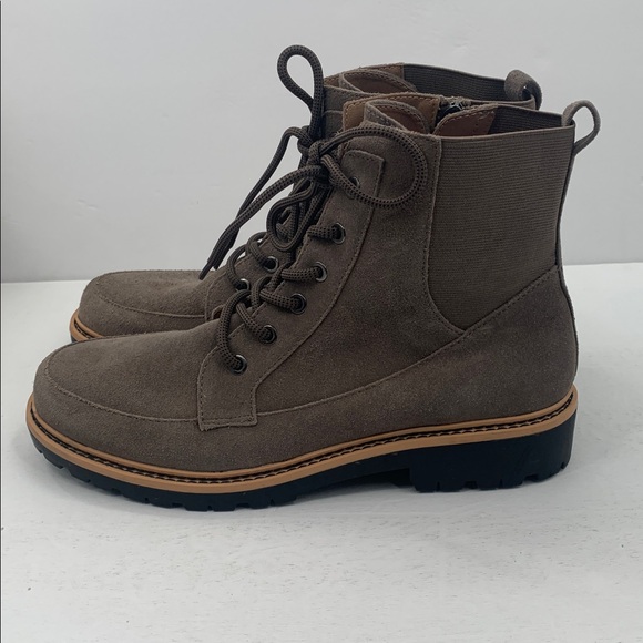 Crown Vintage Beige Leather Ankle Boots Size 10 - Picture 2 of 10